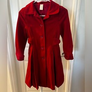 Gymboree Girls Red Coat Size M (7–8) Lined with side Bow Detail